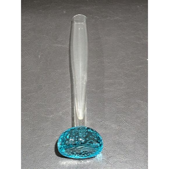 Vintage Retro Mid Century Modern Blue Controlled Bubble Stem Bud Vase 8”‎ - Picture 3 of 4